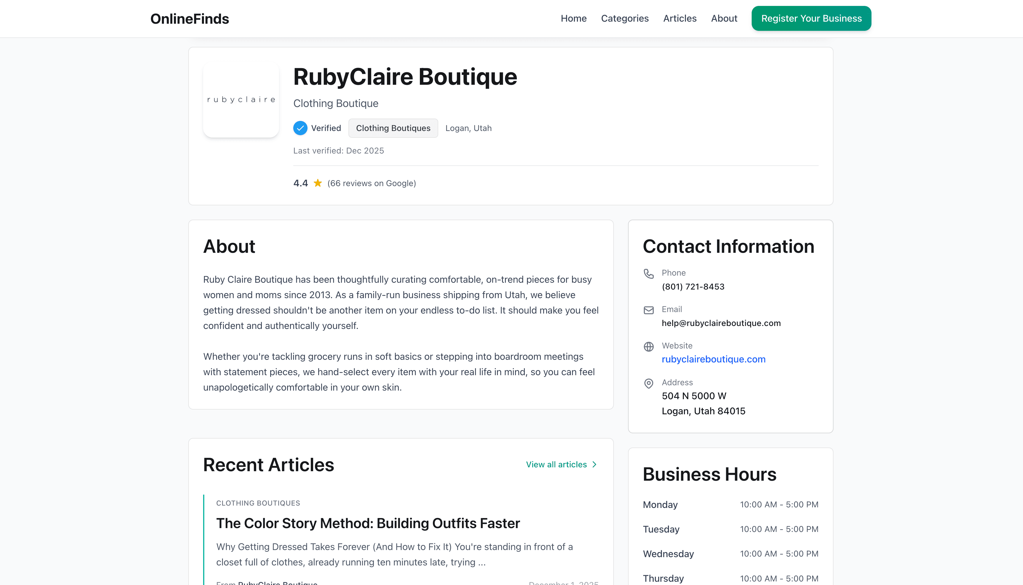 OnlineFinds Business Profile